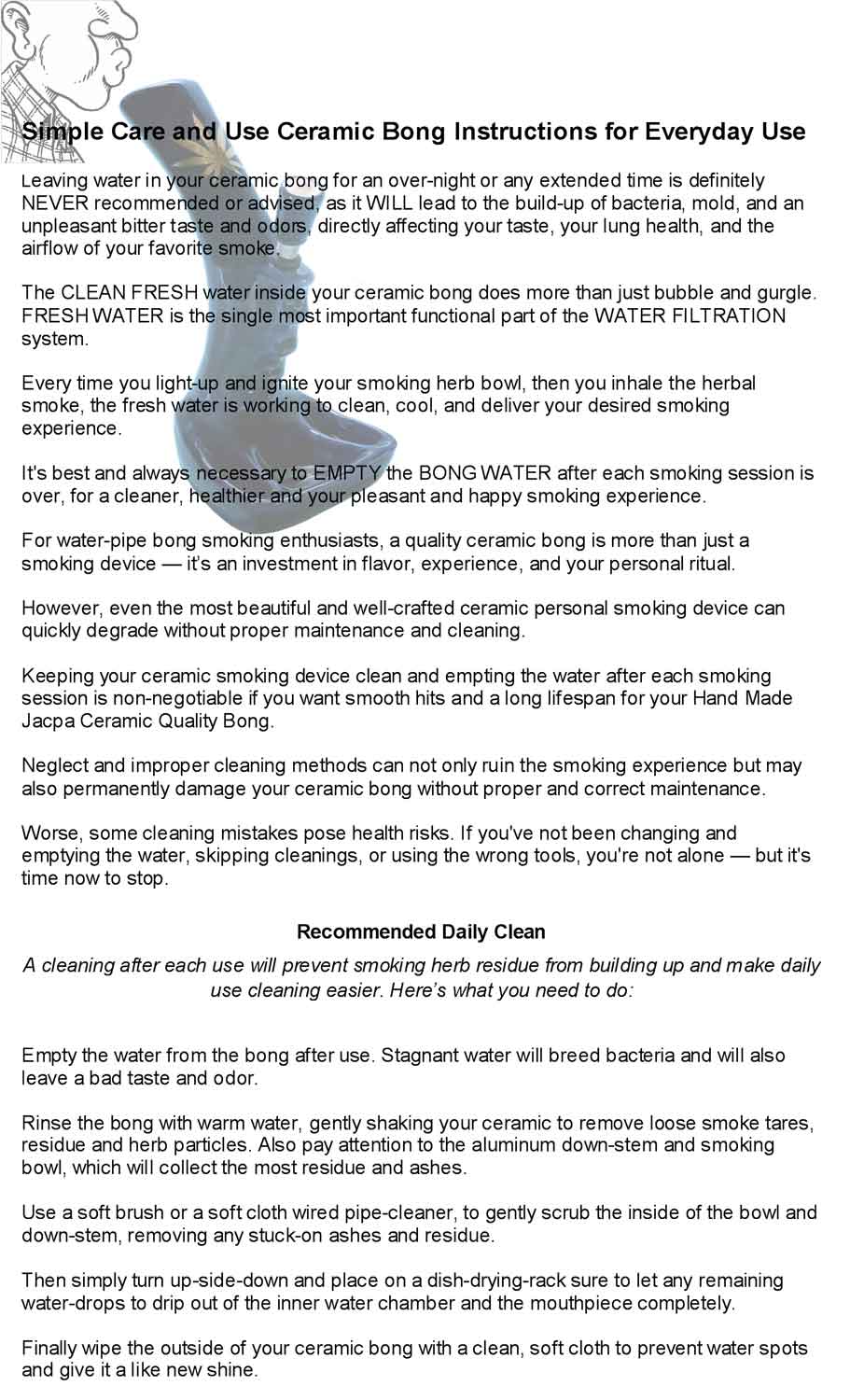 #0003: Simple Care and Use Ceramic Bong Instructions for Everyday Use - NoseDesserts.com