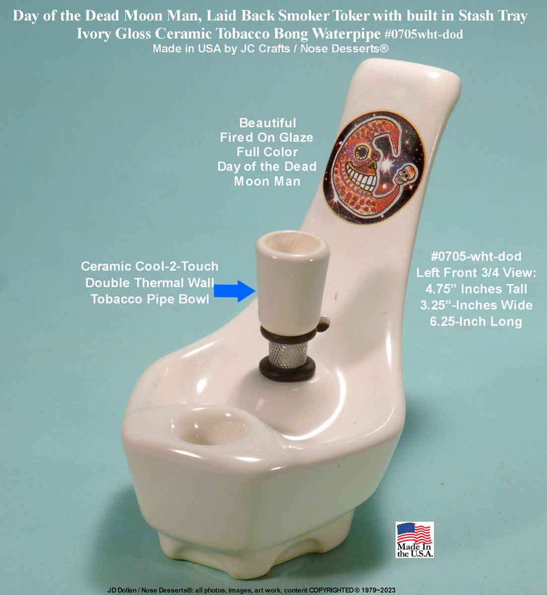 Classic Vintage Reproduction of 1970's JACPA Water-Pipe's, Cannabis Street Style, Bent Neck White Ceramic Glass Vase Tobacco Bong Water Pipe - FREE SHIPPING!