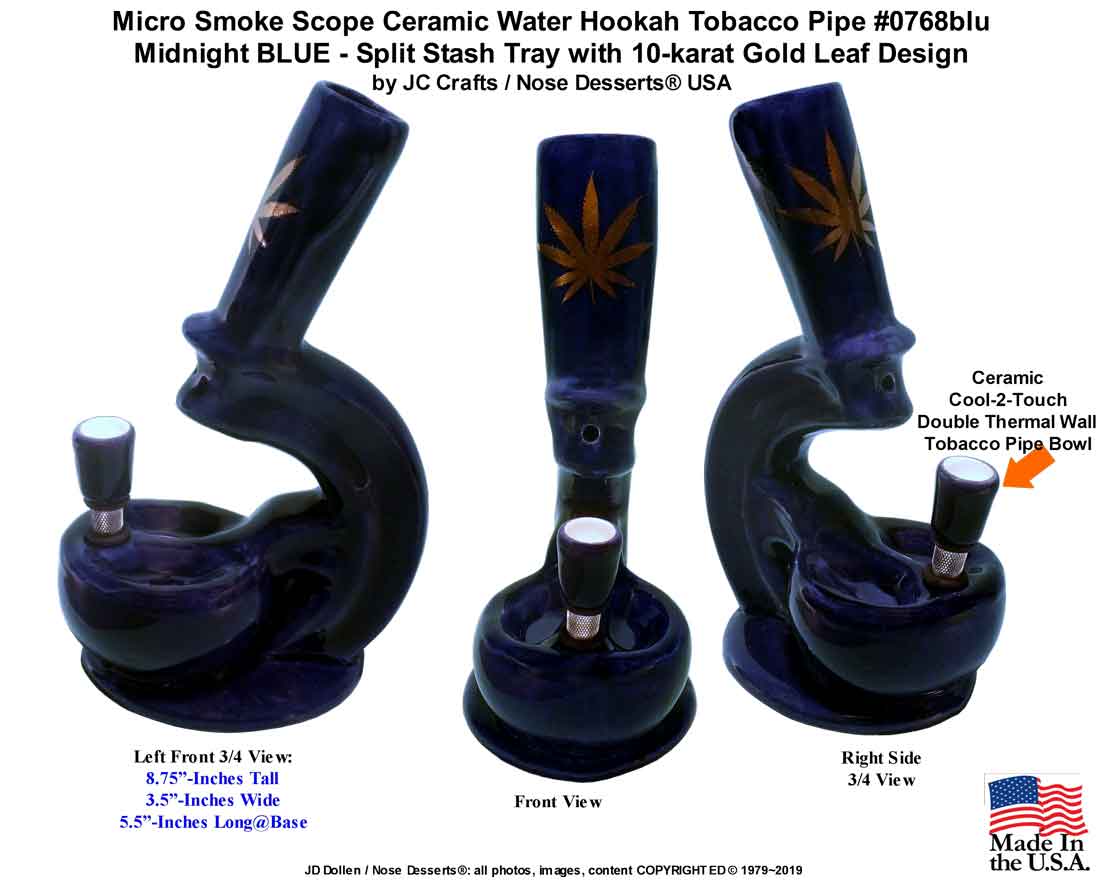 #0768SE: Vintage Classic 'Toke International' Style Micro Scope, Ceramic Glass, Tobacco Bong Water Pipe, Made in USA, FREE SHIPPING!