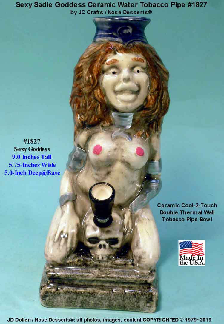 Classic Vintage Reproduction of 1970's Rumph Style Goddess Mona Sorceress, Full Color Hand Decorated, Ceramic Glass Hookah Tobacco Bong Water Pipe - FREE SHIPPING!