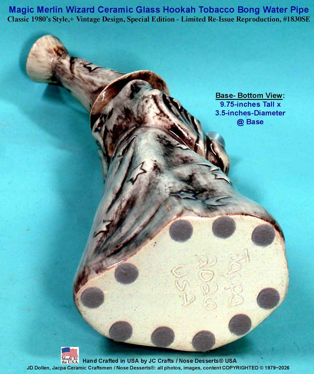 #1830SE: Classic Vintage Rumph Style, 1980's Re-Issue, Magic Merlin Wizard, Ceramic Glass Water Hookah Bong Tobacco Pipe, #1830SE Made in USA - FREE SHIPPING!