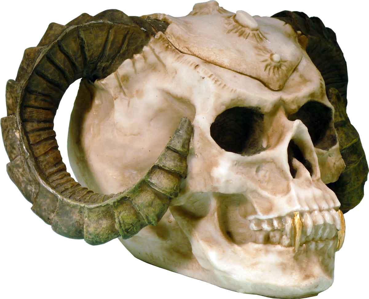 Human Evil Demon Devil Ram Horn Vampire Aged Relic Skull Voodoo, Removable Top Stash Ashtray - FREE SHIPPING!