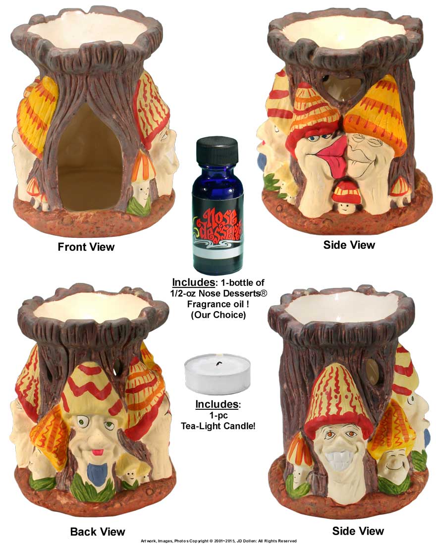 Magic Mushrooms Alice in Wonderland Party, Fragrance Oil Diffuser Burner #32850-04 by Nose Desserts® - FREE SHIPPING!