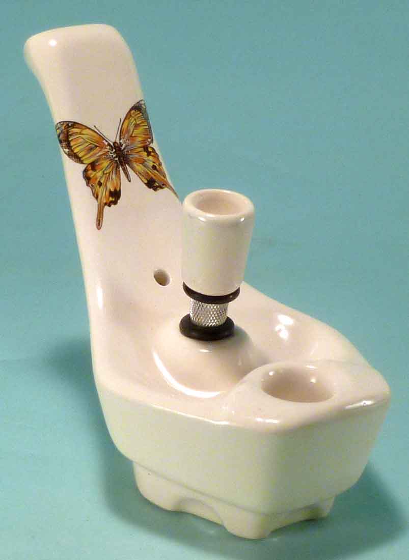 Classic Vintage Reproduction of 1970's JACPA Water-Pipe's, Cannabis Street Style, Bent Neck White Ceramic Glass Vase Tobacco Bong Water Pipe - FREE SHIPPING!