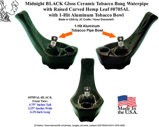 Classic Vintage Reproduction of 1970's JACPA Water-Pipe's, Cannabis Street Toke Style, Bent Neck Black and BLUE Ceramic Glass Vase Tobacco Bong Water Pipe - FREE SHIPPING!