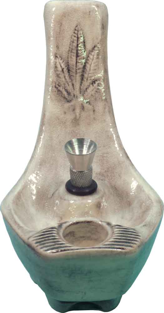 #0705SE: Classic Vintage Reproduction of Original 1978 JACPA ‘Cannabis Street’, Antique White Wash Ceramic Glass Tobacco Bong Water Pipe - FREE SHIPPING!