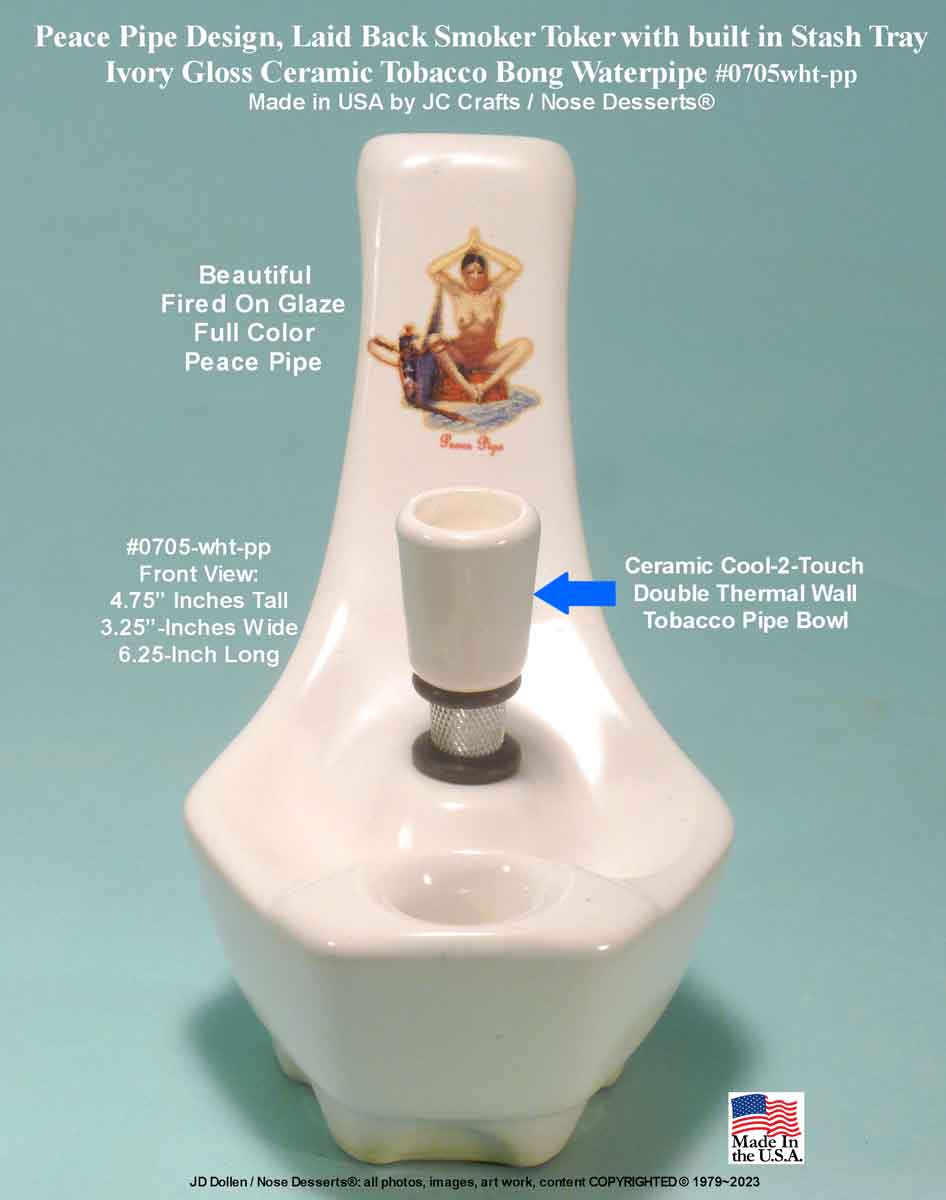 Classic Vintage Reproduction of 1970's JACPA Water-Pipe's, Cannabis Street Style, Bent Neck White Ceramic Glass Vase Tobacco Bong Water Pipe - FREE SHIPPING!