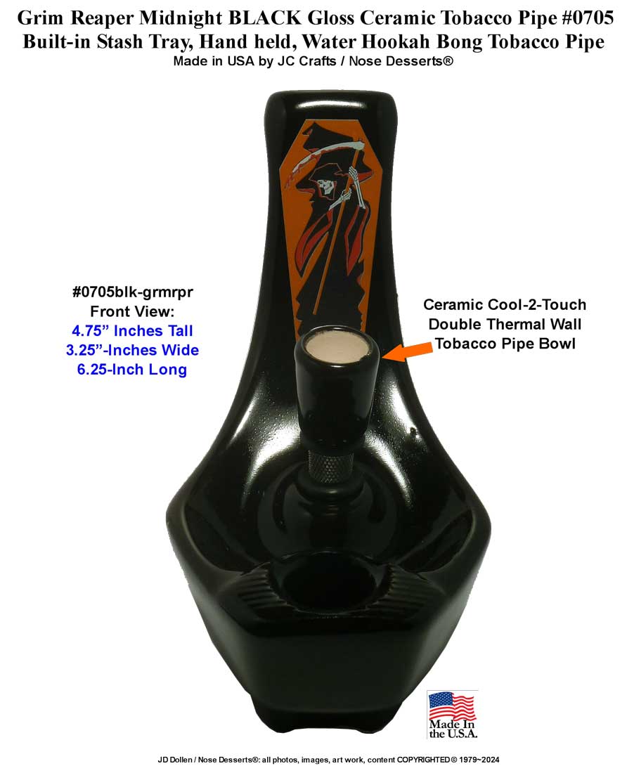 Classic Vintage Reproduction of 1970's JACPA Water-Pipe's, Cannabis Street Toke Style, Bent Neck Black and BLUE Ceramic Glass Vase Tobacco Bong Water Pipe - FREE SHIPPING!