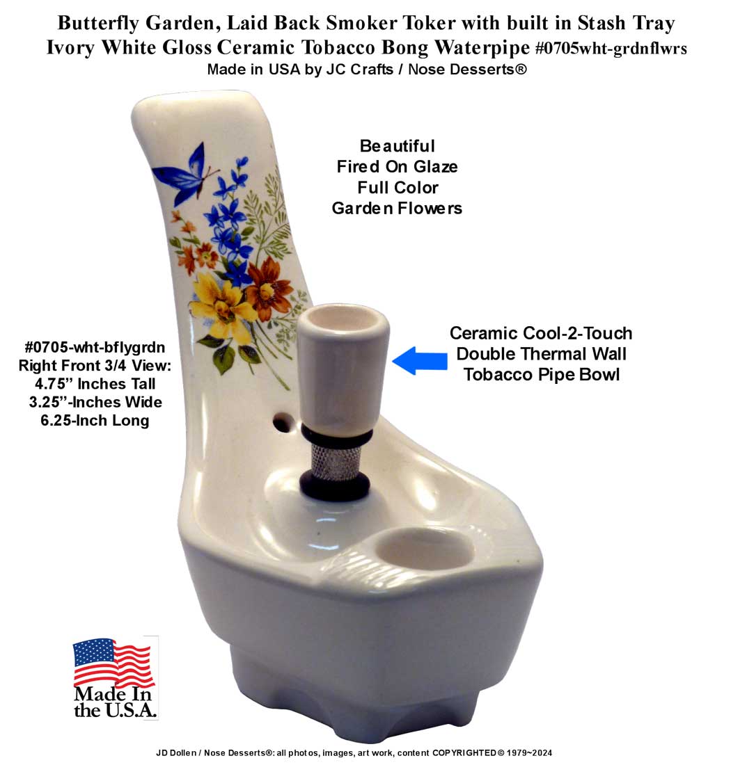 Classic Vintage Reproduction of 1970's JACPA Water-Pipe's, Cannabis Street Style, Bent Neck White Ceramic Glass Vase Tobacco Bong Water Pipe - FREE SHIPPING!