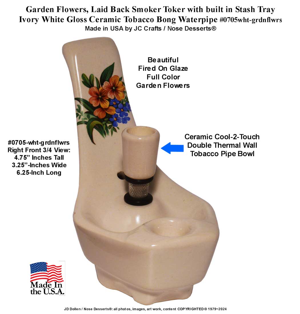 Classic Vintage Reproduction of 1970's JACPA Water-Pipe's, Cannabis Street Style, Bent Neck White Ceramic Glass Vase Tobacco Bong Water Pipe - FREE SHIPPING!
