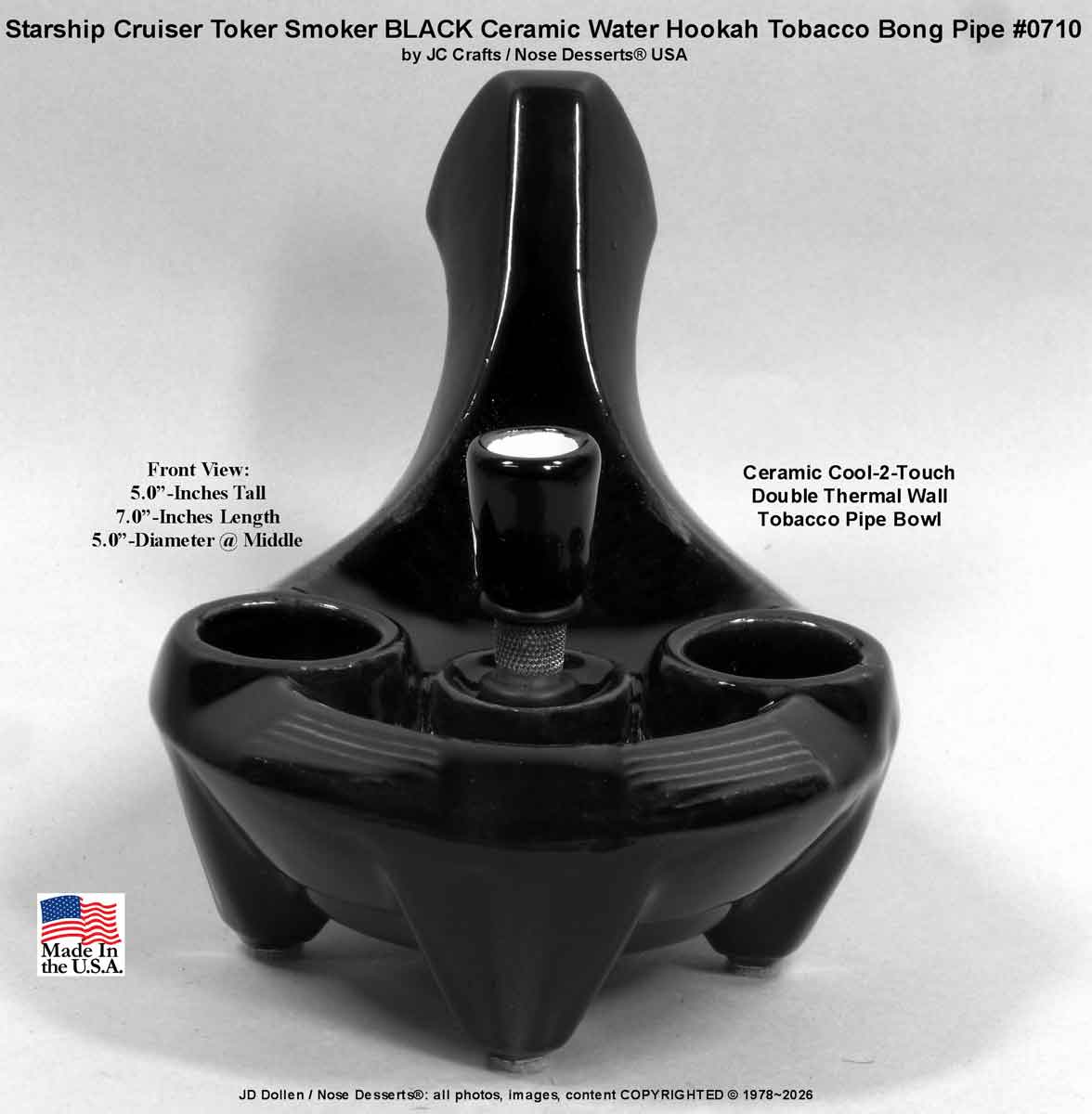 Classic Vintage Style 1978 STARSHIP ENTERPRISE Tobacco Bong Water pipe BLACK Ceramic Glass - FREE SHIPPING! (Copy)
