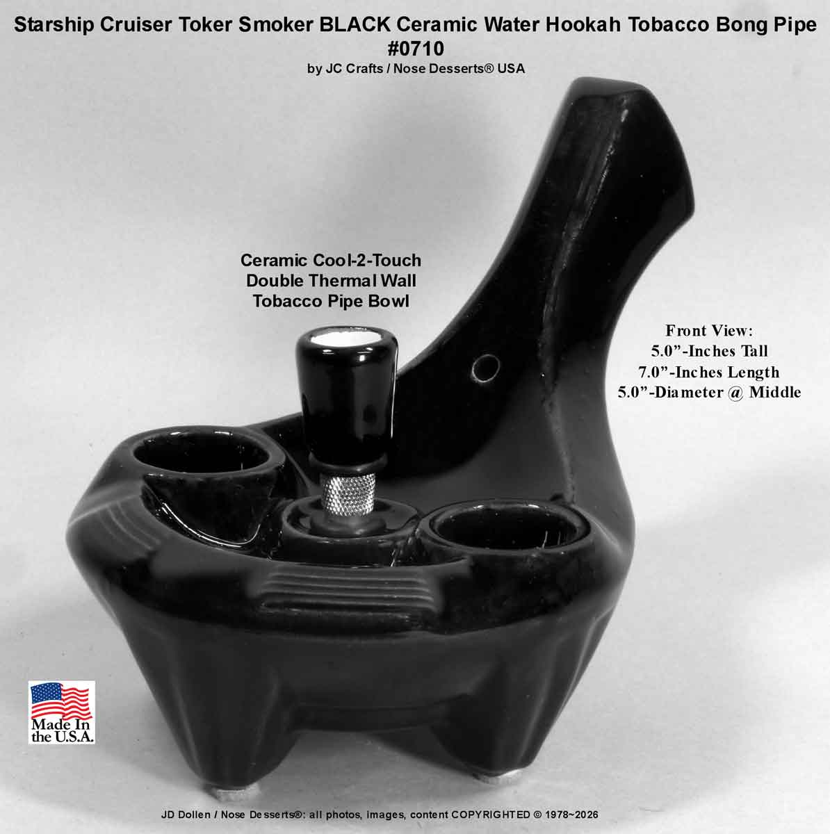 Classic Vintage Style 1978 STARSHIP ENTERPRISE Tobacco Bong Water pipe BLACK Ceramic Glass - FREE SHIPPING! (Copy)