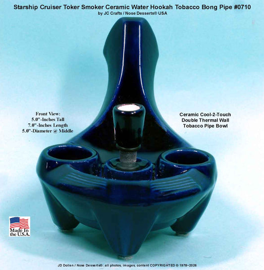 Classic Vintage Style 1978 STARSHIP ENTERPRISE Tobacco Bong Water pipe BLUE Ceramic Glass - FREE SHIPPING!