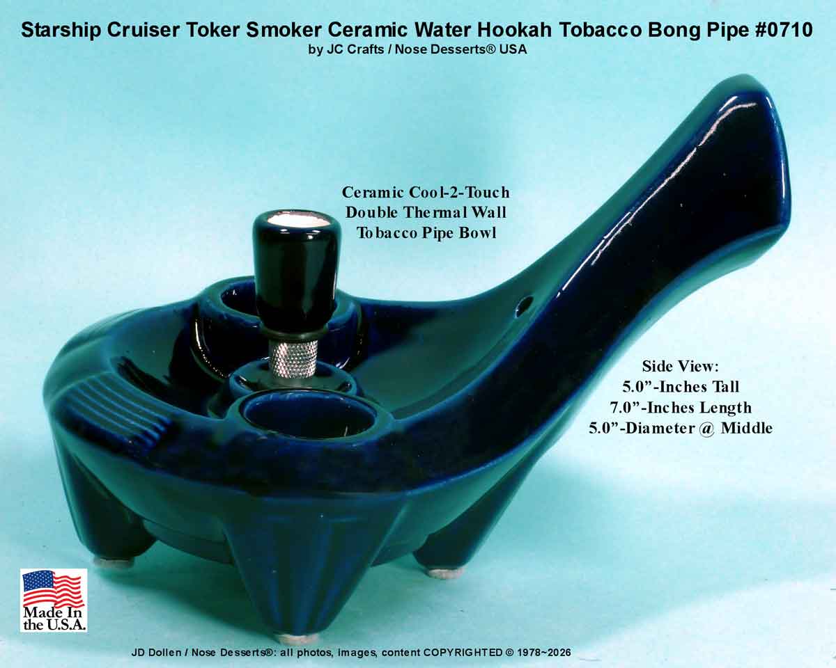 Classic Vintage Style 1978 STARSHIP ENTERPRISE Tobacco Bong Water pipe BLUE Ceramic Glass - FREE SHIPPING!