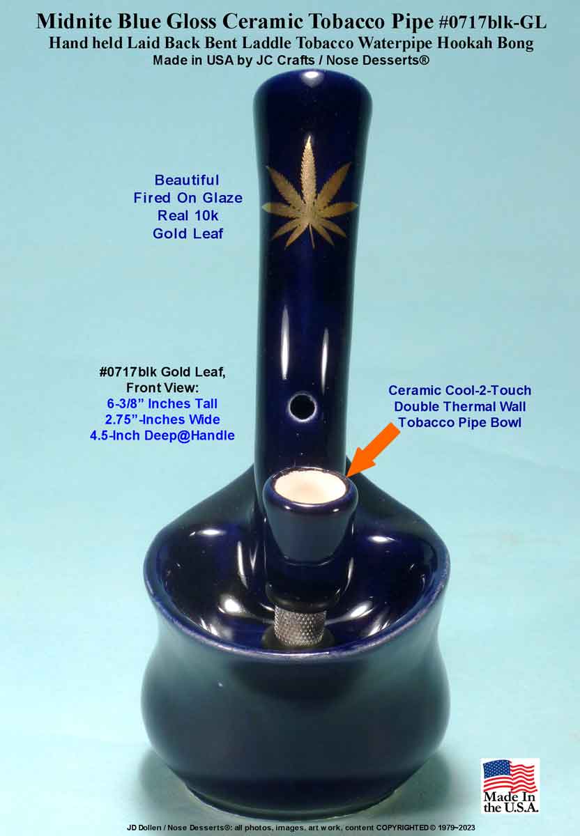 #0717SE: Classic Vintage 1978 Reproduction, "Jacpa Waterpipe Design" Old School, Laid Back Big Hit - Tobacco Bong Waterpipe, Metallic Gold Leaf Fired-On Design, Ceramic Glass - FREE SHIPPING!
