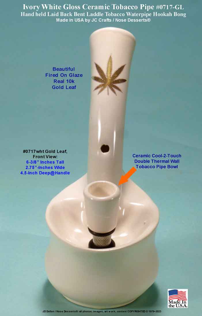 #0717SE: Classic Vintage 1978 Reproduction, "Jacpa Waterpipe Design" Old School, Laid Back Big Hit - Tobacco Bong Waterpipe, Metallic Gold Leaf Fired-On Design, Ceramic Glass - FREE SHIPPING!