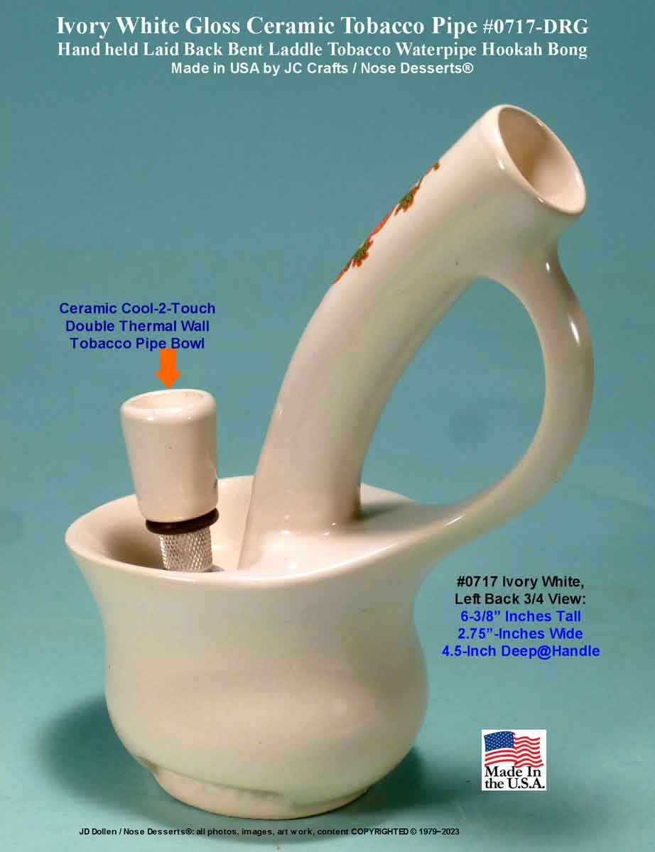 #0717SE-Wht-Drg: American Classic Vintage 1978 Reproduction, Jacpa Waterpipe - Laid Back Big Hit with “Asian Long Dragon” Killer Ceramic Glass Water Pipe Tobacco Hookah Bong - FREE SHIPPING!