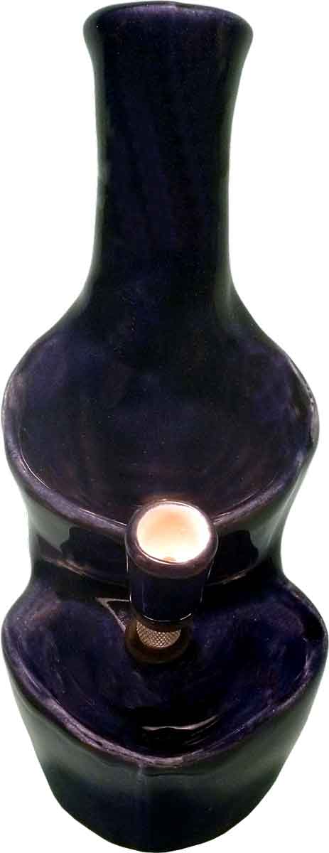 #0723Blu: Classic Vintage 1970's Reproduction of, 'Glass Head' Crusher Style, Tobacco Bong Hookah Water Pipe Midnight Blue Ceramic Glass USA- FREE SHIPPING!