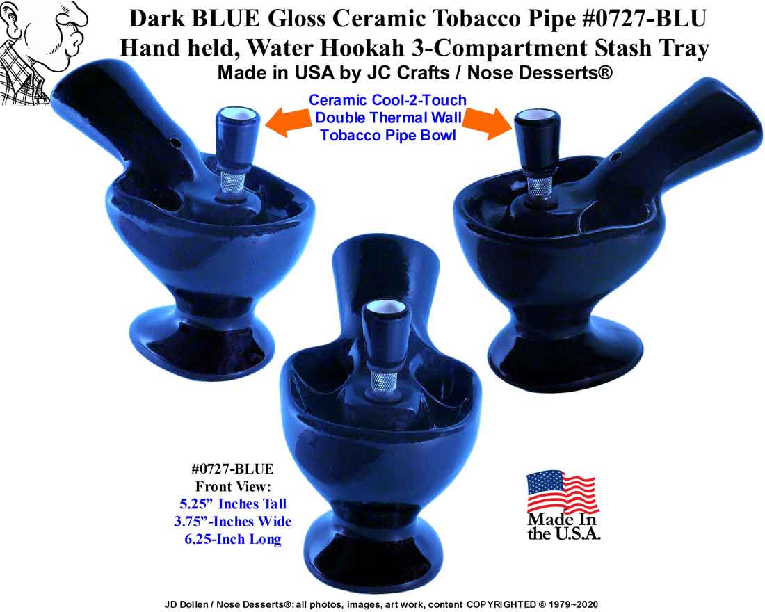 #0727: Classic Vintage 1970's Reproduction, Toke International 'Cannabis Creek II', 3-Compartment Stash Tray Ceramic Glass Water Tobacco Bong Pipe - FREE SHIPPING