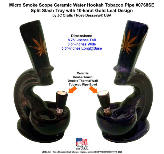 #0768SE: Vintage Classic 'Toke International' Style Micro Scope, Ceramic Glass, Tobacco Bong Water Pipe, Made in USA, FREE SHIPPING!