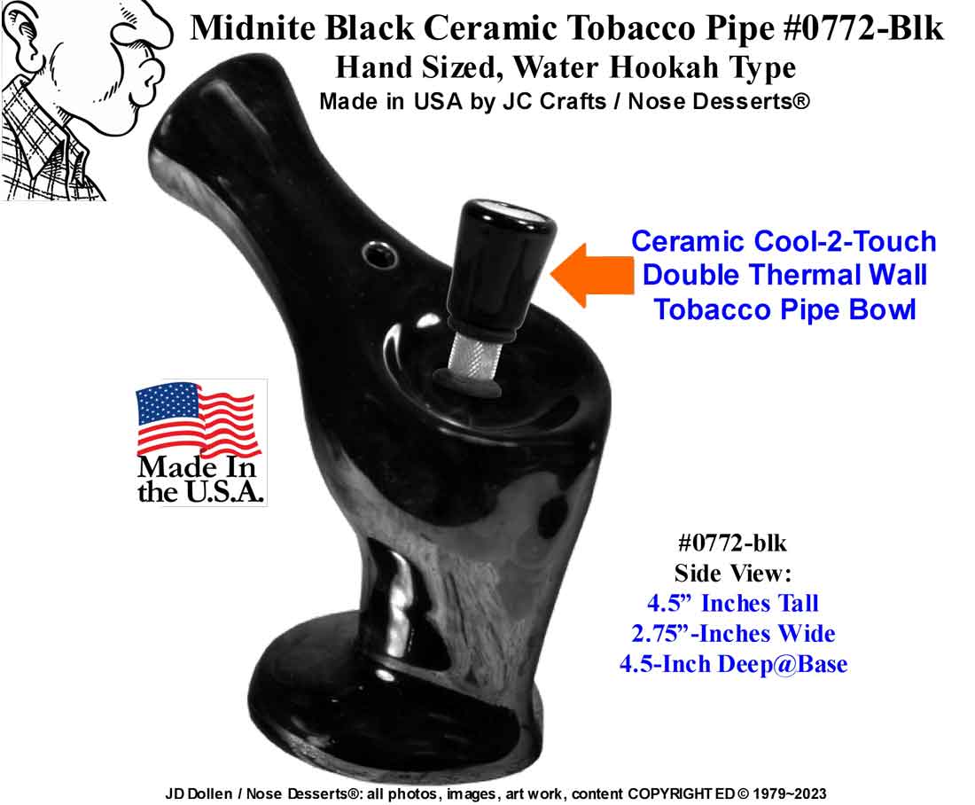 #0772: Classic Vintage 1970's Reproduction, Personal Smoker, Tobacco Bong Water Pipe Hookah Ceramic Glass  #0772 Series - FREE SHIPPING!