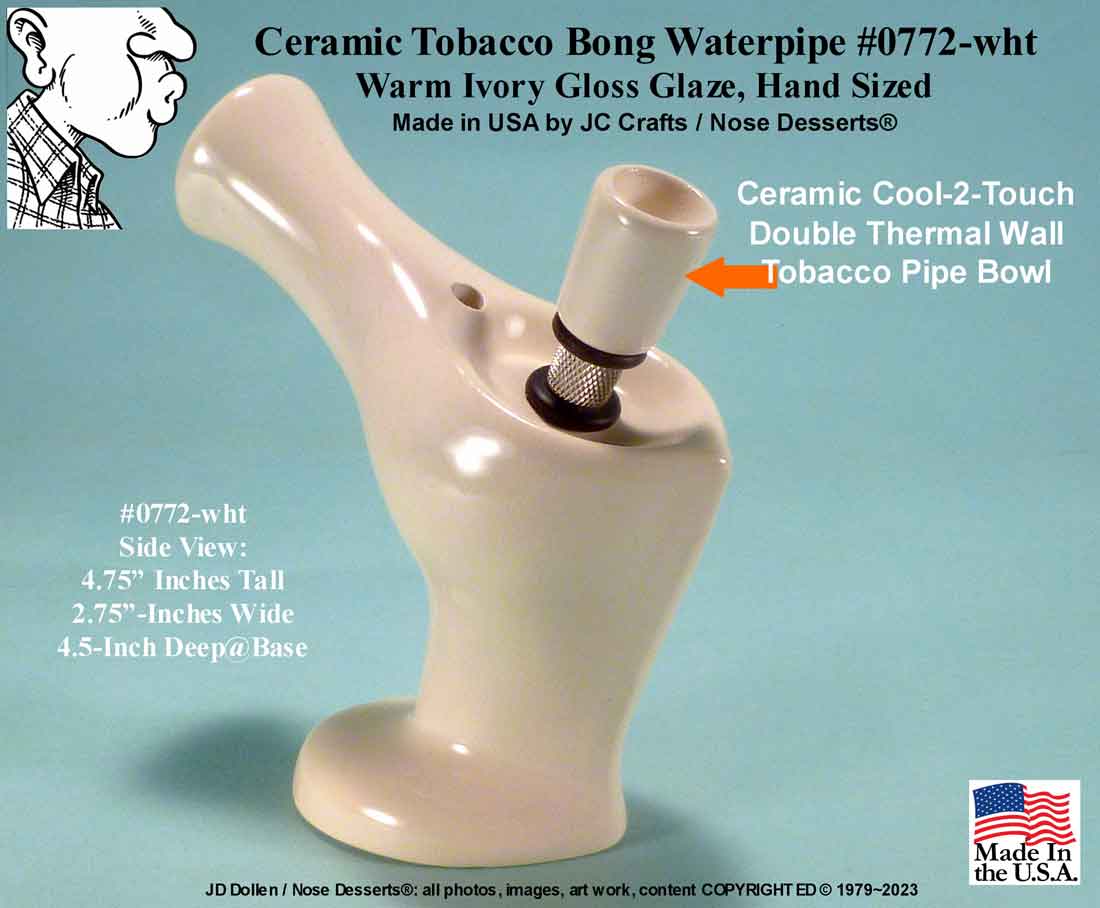 #0772: Classic Vintage 1970's Reproduction, Personal Smoker, Tobacco Bong Water Pipe Hookah Ceramic Glass  #0772 Series - FREE SHIPPING!