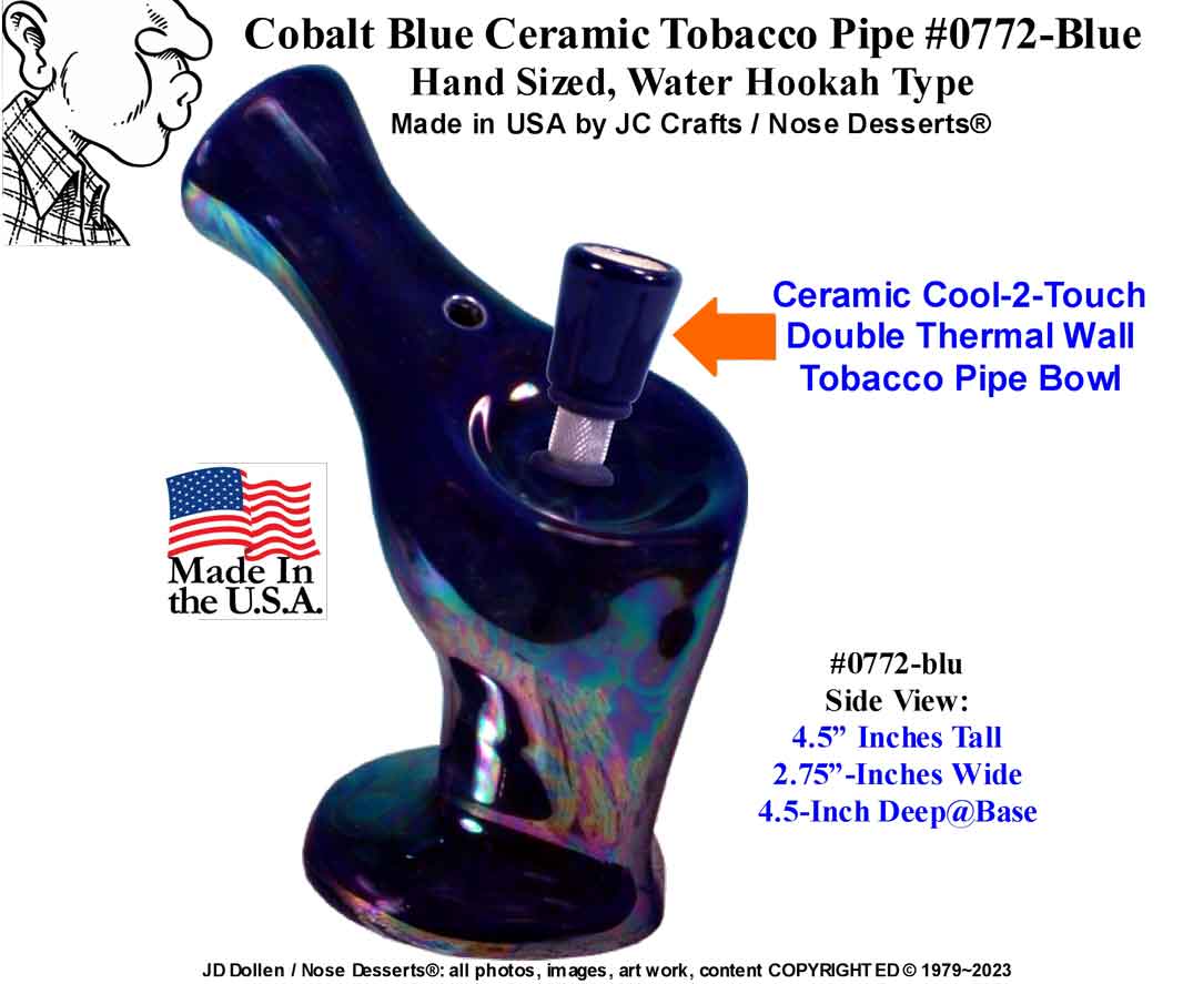 #0772: Classic Vintage 1970's Reproduction, Personal Smoker, Tobacco Bong Water Pipe Hookah Ceramic Glass  #0772 Series - FREE SHIPPING!