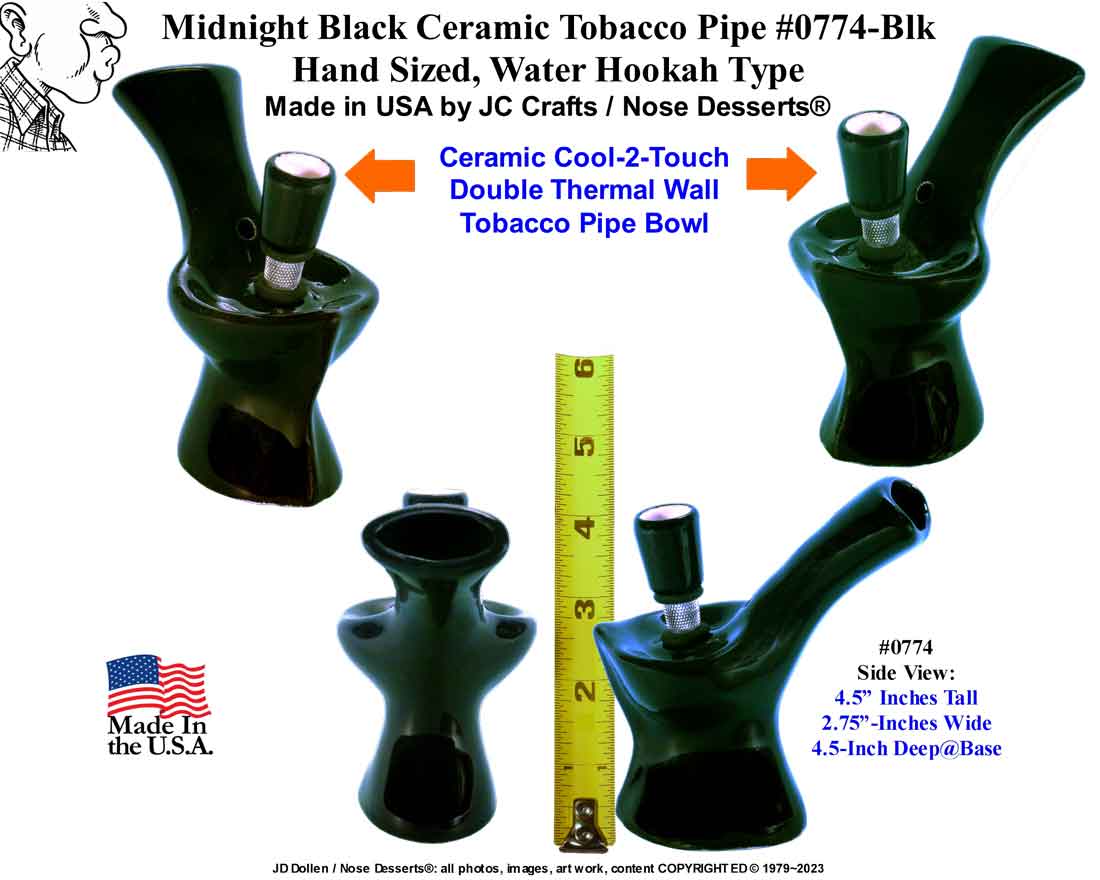 #0774: Classic Vintage 1970's Reproduction, Personal Smoker, Tobacco Bong Water Pipe Hookah Ceramic Glass  #0774 Series - FREE SHIPPING!
