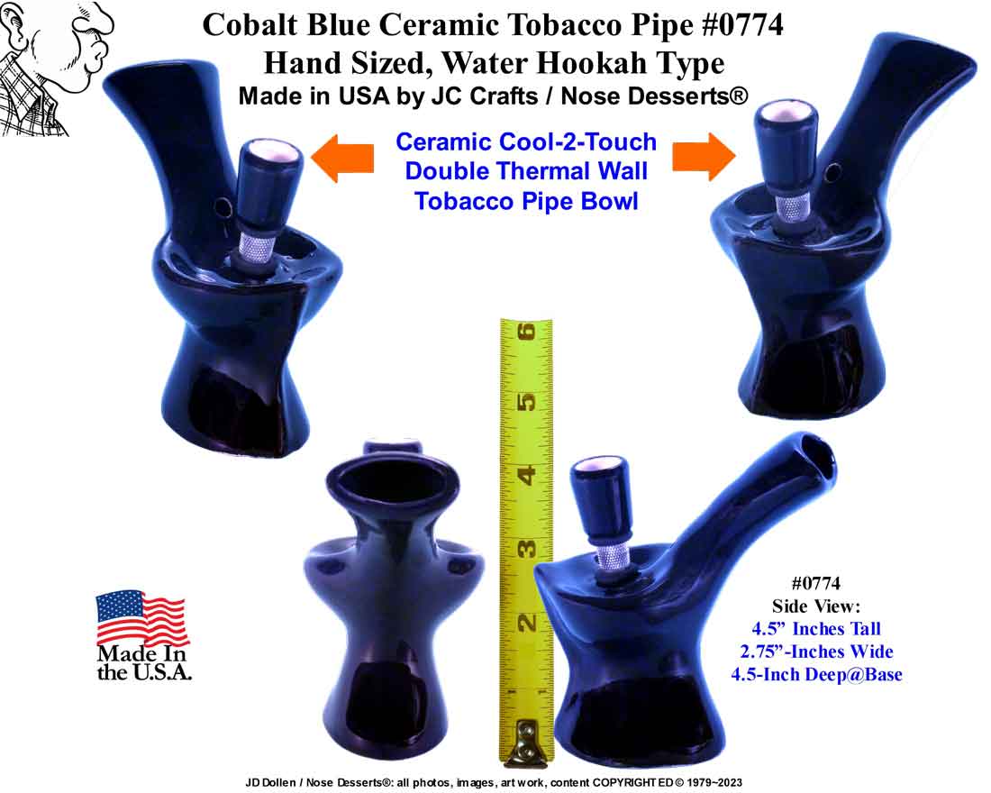 #0774: Classic Vintage 1970's Reproduction, Personal Smoker, Tobacco Bong Water Pipe Hookah Ceramic Glass  #0774 Series - FREE SHIPPING!
