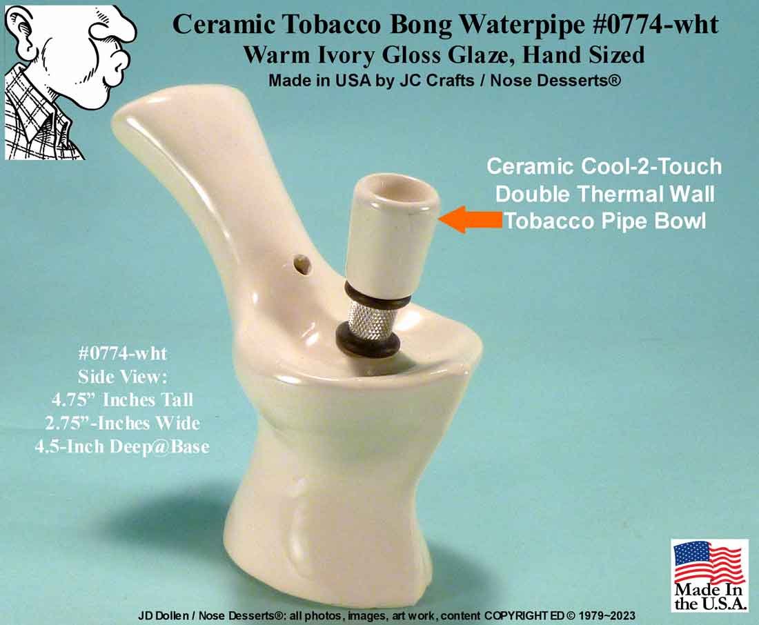 #0774: Classic Vintage 1970's Reproduction, Personal Smoker, Tobacco Bong Water Pipe Hookah Ceramic Glass  #0774 Series - FREE SHIPPING!