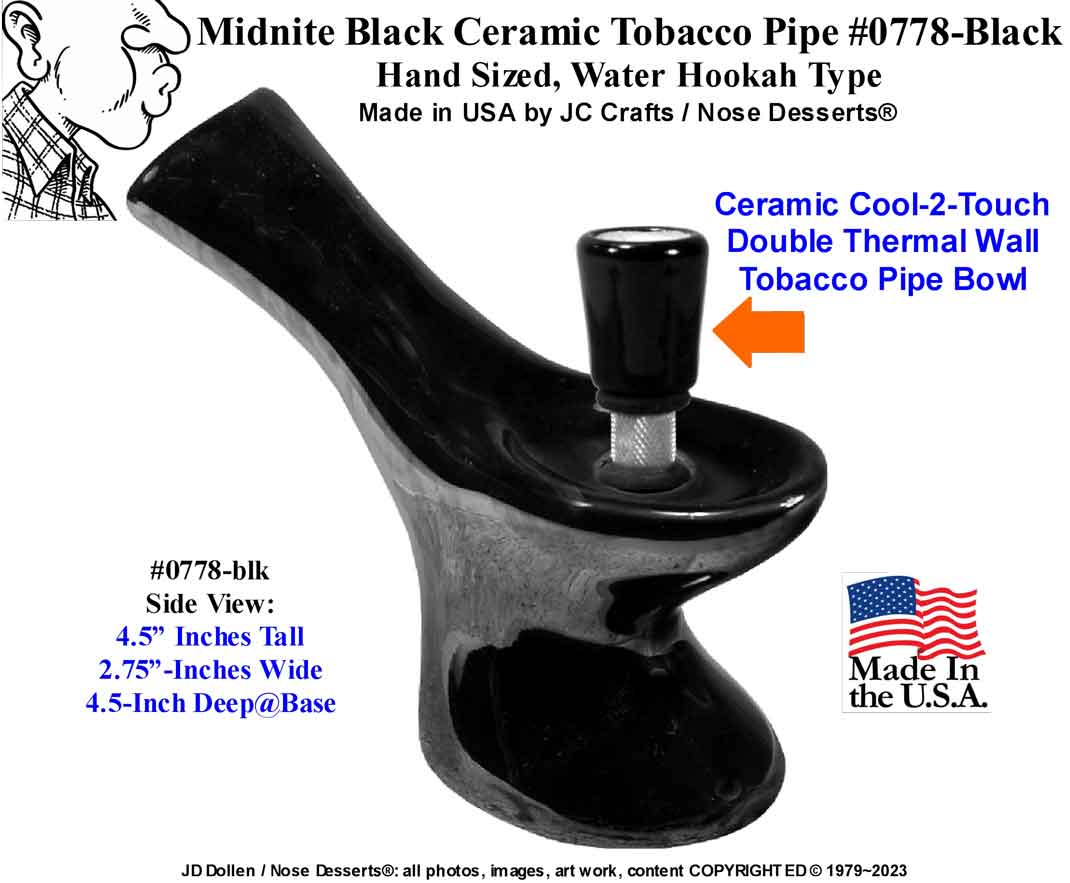 #0778: Classic Vintage 1970's Reproduction, Personal Smoker, Tobacco Bong Water Pipe Hookah Ceramic Glass  #0778 Series - FREE SHIPPING!