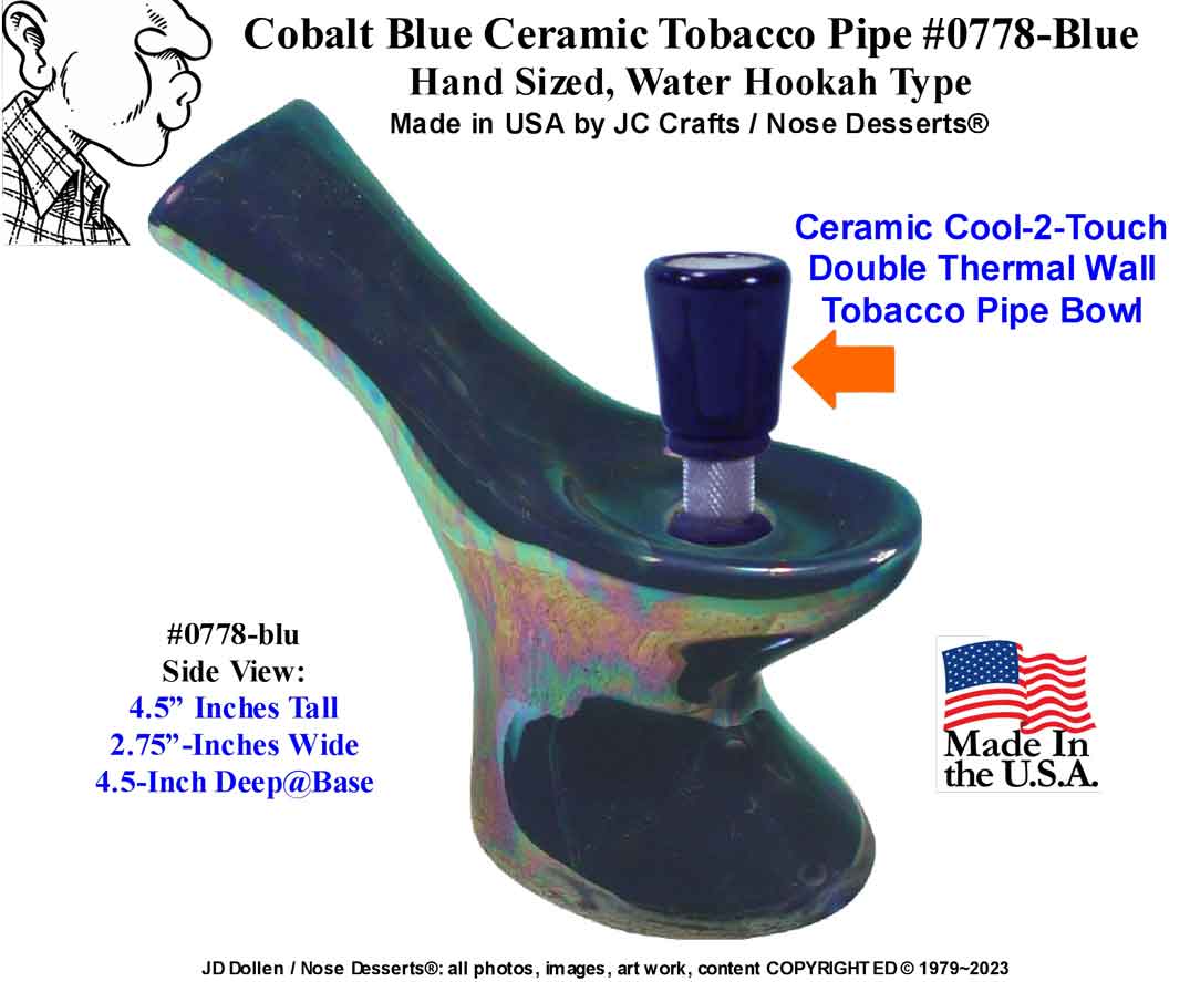 #0778: Classic Vintage 1970's Reproduction, Personal Smoker, Tobacco Bong Water Pipe Hookah Ceramic Glass  #0778 Series - FREE SHIPPING!