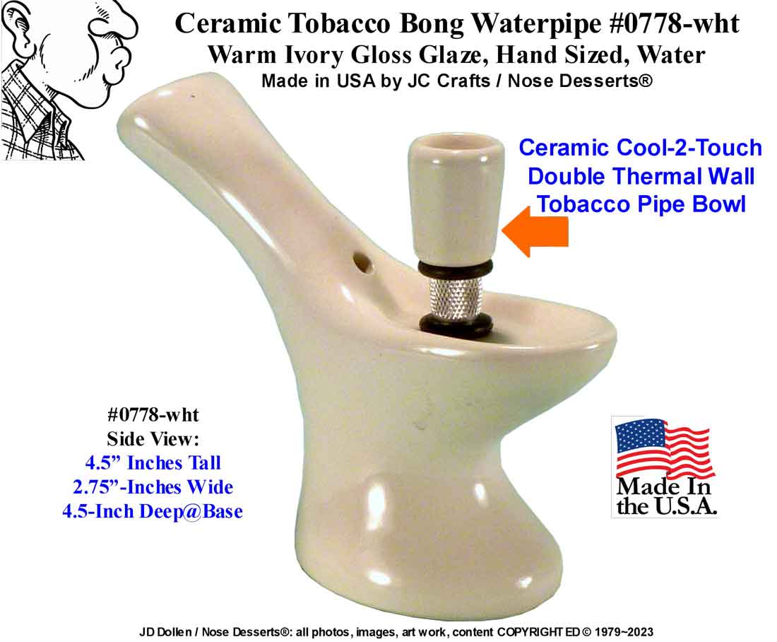 #0778: Classic Vintage 1970's Reproduction, Personal Smoker, Tobacco Bong Water Pipe Hookah Ceramic Glass  #0778 Series - FREE SHIPPING!
