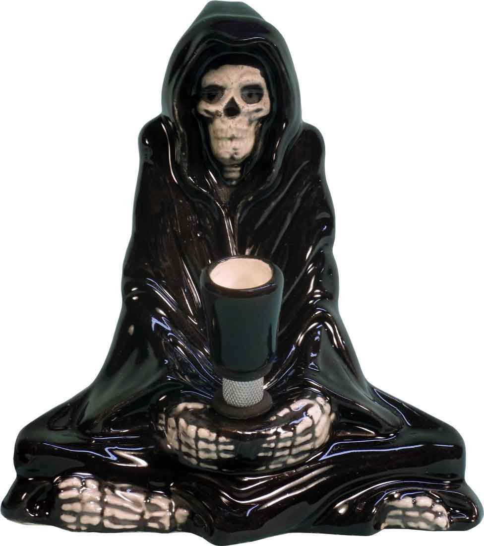 #1820: Sitting Death Demon Reaper Devil Skull, Ceramic Glass Water Hookah Bong Tobacco Pipe #1820 - FREE SHIPPING!