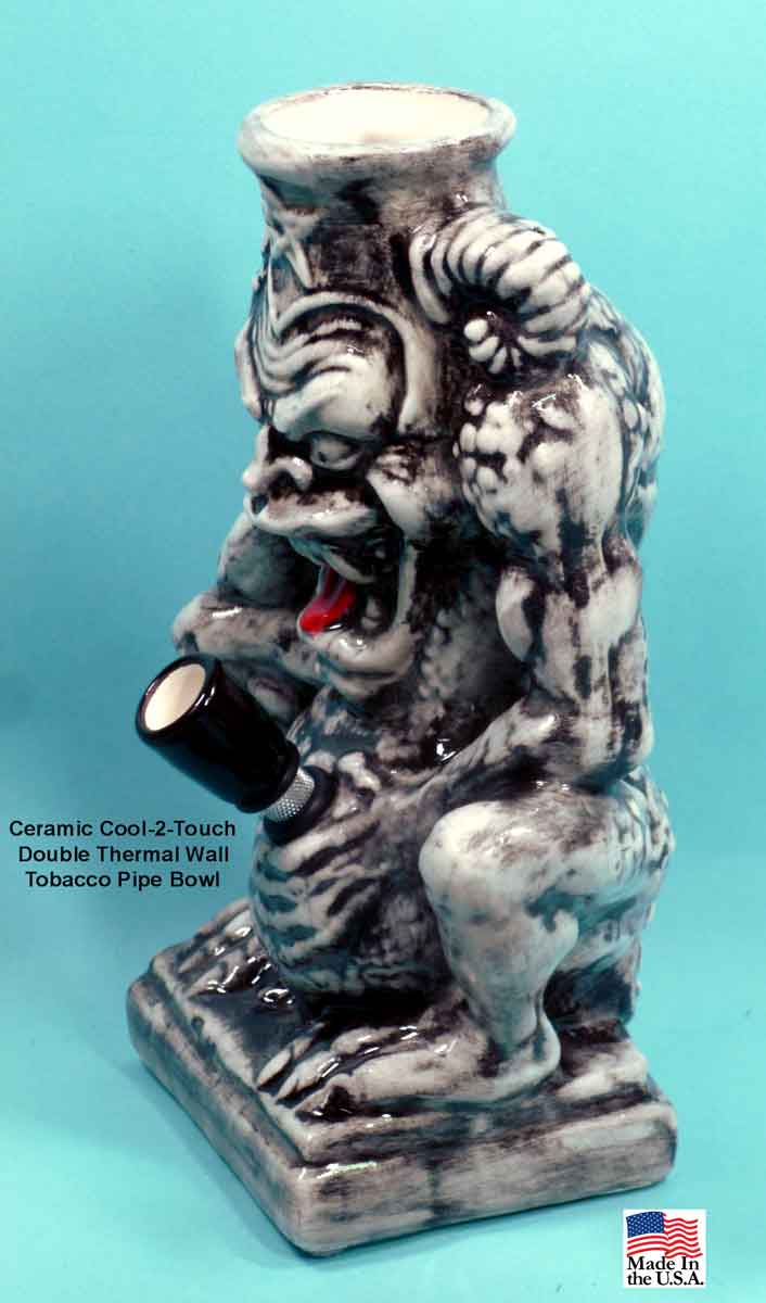 Classic Vintage Reproduction of Rumph Style, Demon Monster Fantasy Gremlin, Ceramic Glass Water Hookah Tobacco Pipe #1826SE - FREE SHIPPING!