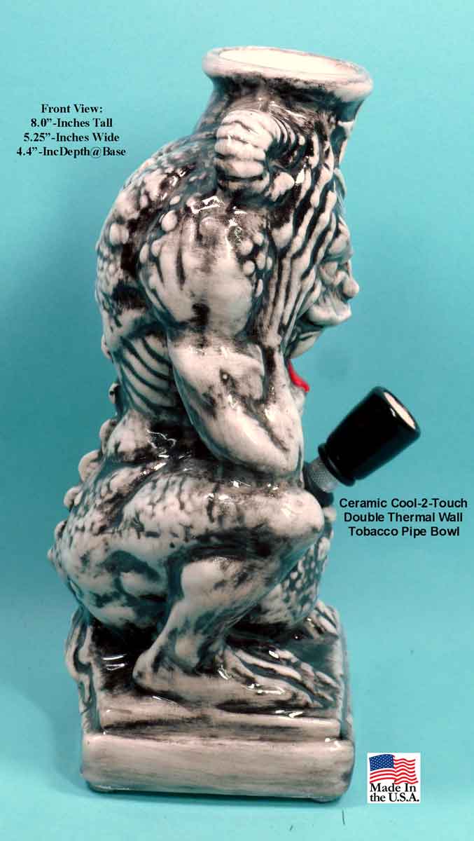 Classic Vintage Reproduction of Rumph Style, Demon Monster Fantasy Gremlin, Ceramic Glass Water Hookah Tobacco Pipe #1826SE - FREE SHIPPING!