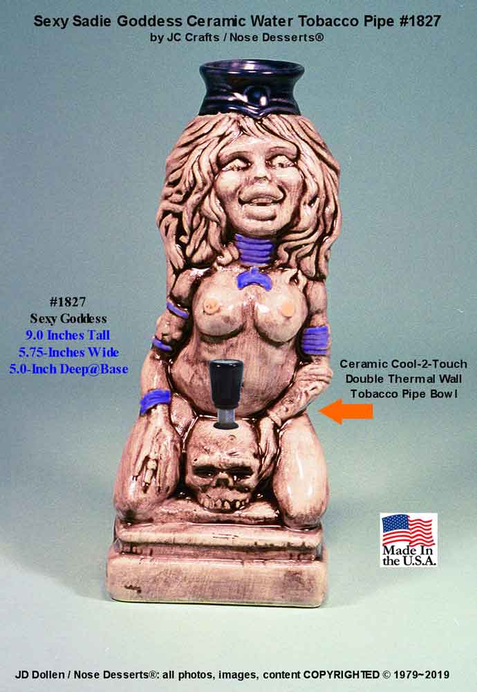 Classic Vintage Reproduction of 1970's Rumph Style Goddess Mona Sorceress, Full Color Hand Decorated, Ceramic Glass Hookah Tobacco Bong Water Pipe - FREE SHIPPING!