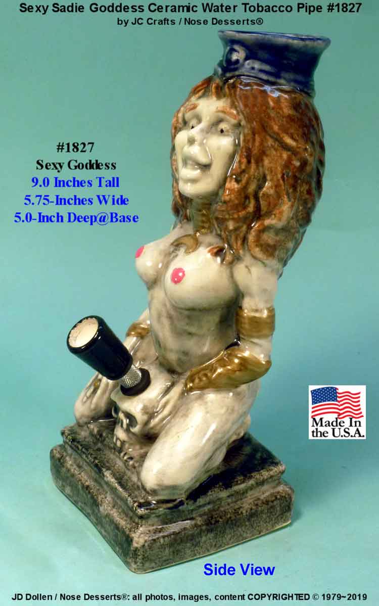 Classic Vintage Reproduction of 1970's Rumph Style Goddess Mona Sorceress, Full Color Hand Decorated, Ceramic Glass Hookah Tobacco Bong Water Pipe - FREE SHIPPING!