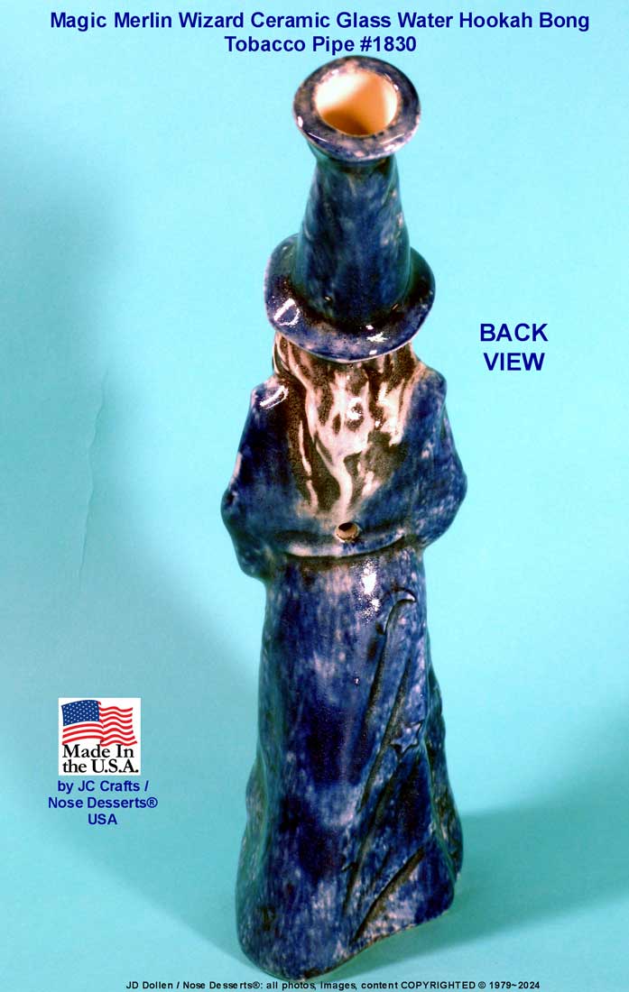 Magic Merlin Wizard, Ceramic Glass Water Hookah Bong Tobacco Pipe, #1830 Made in USA - FREE SHIPPING!