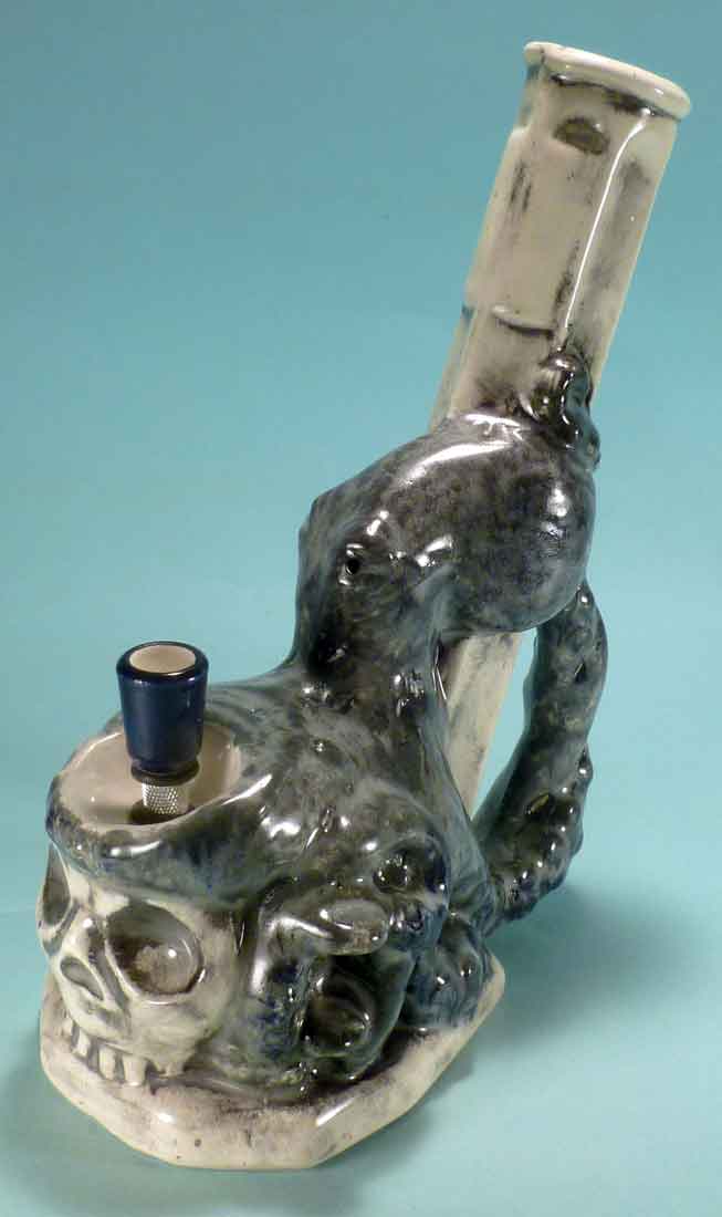 Davey Jones Locker, Octopus with Human Skull, Ceramic Glass Tobacco Hookah Bong Water Pipe USA - FREE SHIPPING!