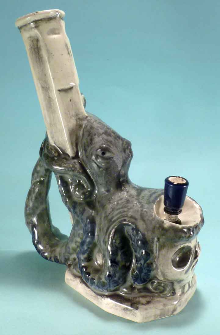 Davey Jones Locker, Octopus with Human Skull, Ceramic Glass Tobacco Hookah Bong Water Pipe USA - FREE SHIPPING!