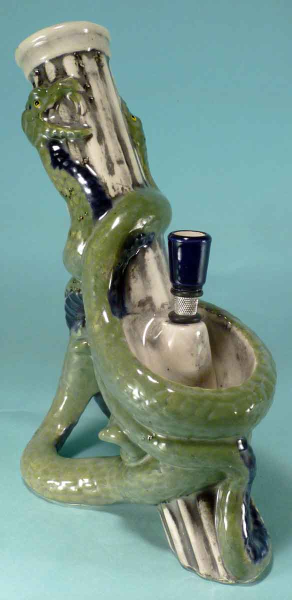 #1841: Classic Vintage 1970's Reproduction,Twin Dragon Serpents Ceramic Glass Tobacco Bong Rumph Water Pipe, USA FREE SHIPPING!