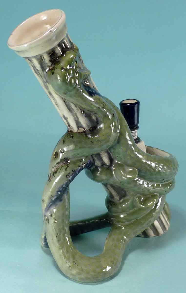 #1841: Classic Vintage 1970's Reproduction,Twin Dragon Serpents Ceramic Glass Tobacco Bong Rumph Water Pipe, USA FREE SHIPPING!