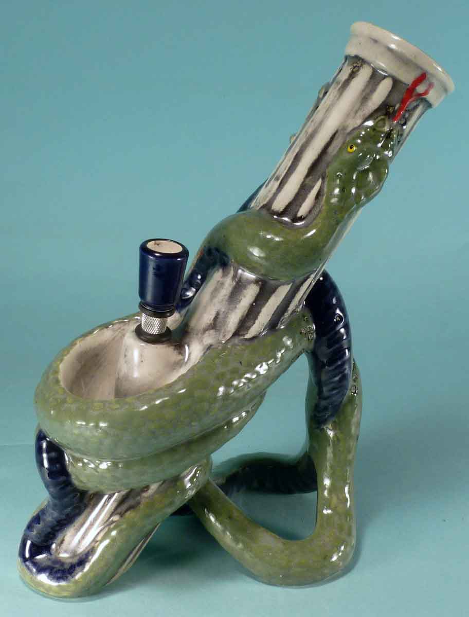 #1841: Classic Vintage 1970's Reproduction,Twin Dragon Serpents Ceramic Glass Tobacco Bong Rumph Water Pipe, USA FREE SHIPPING!