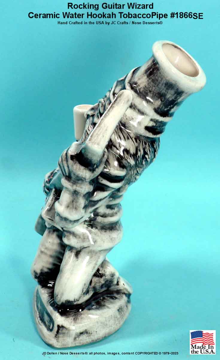 #1866SE: Classic Vintage 1970's Reproduction, Magic Wizard Rocking Guitar Sculpted Ceramic Glass Rumph Tobacco Bong Water Pipe - FREE SHIPPING!