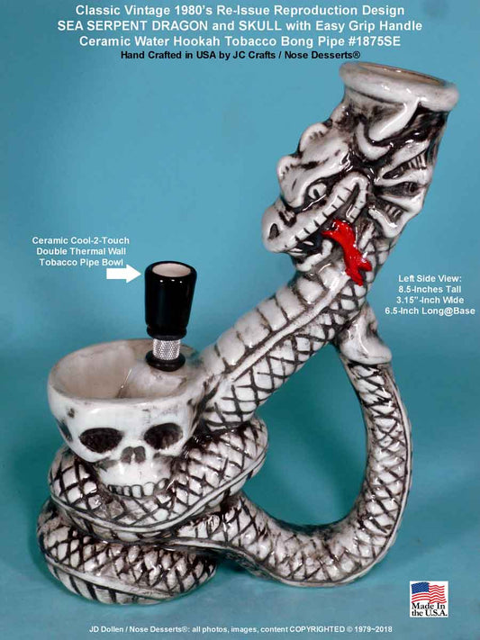 #1875SE: Special Edition Magic Fantasy Dragon and Skull, Ceramic Glass Rumph Tobacco Bong Water Hookah Pipe USA - FREE SHIPPING!