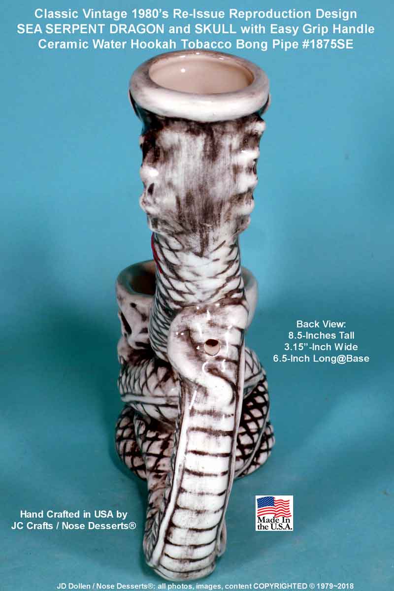#1875SE: Special Edition Magic Fantasy Dragon and Skull, Ceramic Glass Rumph Tobacco Bong Water Hookah Pipe USA - FREE SHIPPING!