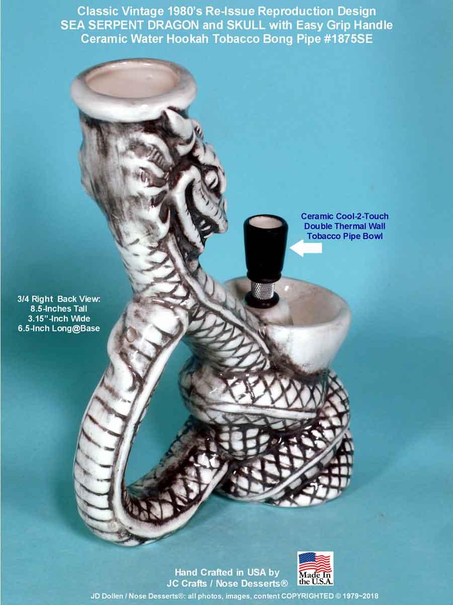 #1875SE: Special Edition Magic Fantasy Dragon and Skull, Ceramic Glass Rumph Tobacco Bong Water Hookah Pipe USA - FREE SHIPPING!