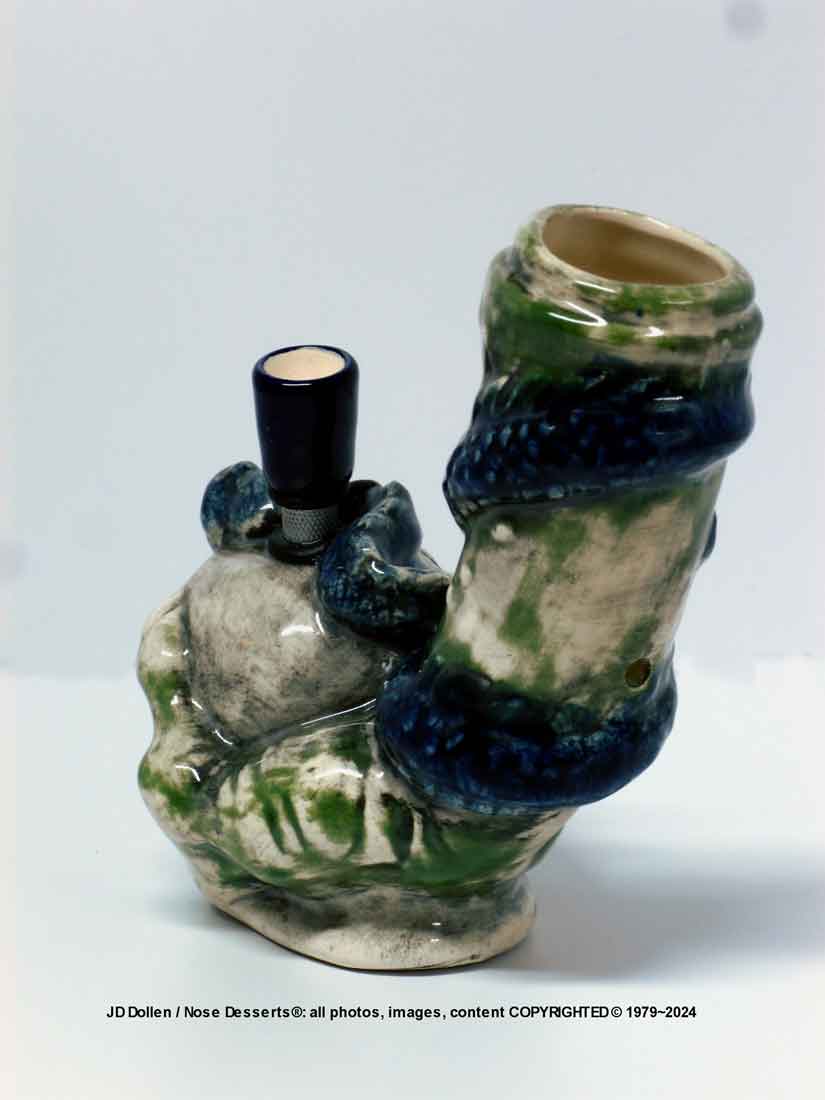 #1876: Classic Vintage Reproduction, Human Skull in Claw with Serpent, Rumph Style, Vintage - 1970's Classic, New Reproduction, Ceramic Glass Water Hookah Bong Tobacco Pipe, USA - FREE SHIPPING!