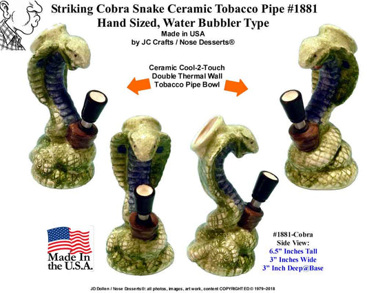 King Cobra Viper Hookah Ceramic Water bong Hookah Tobacco Pipe Rumph #1881, Made in USA - FREE SHIPPING!